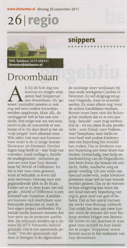 De Stentor -Deventer Dagblad- 20 september 2011